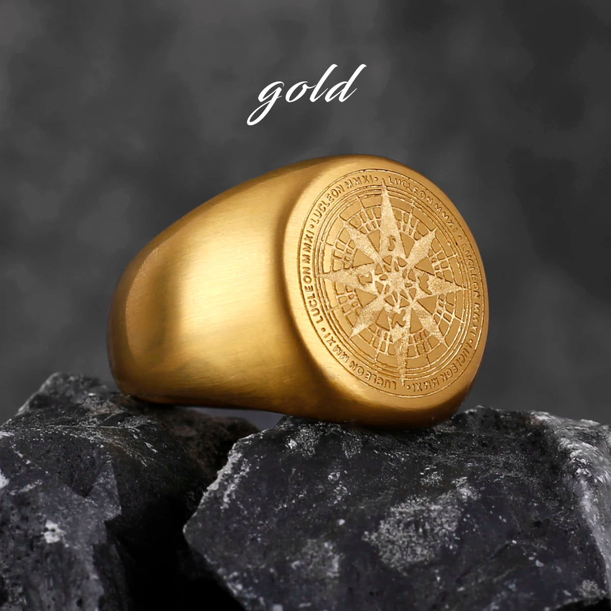 Compass World Map Black Men's Ring Punk Hip Hop Simple Stainless Steel Men's Ring Accessories Jewelry Creative Gifts Wholesale