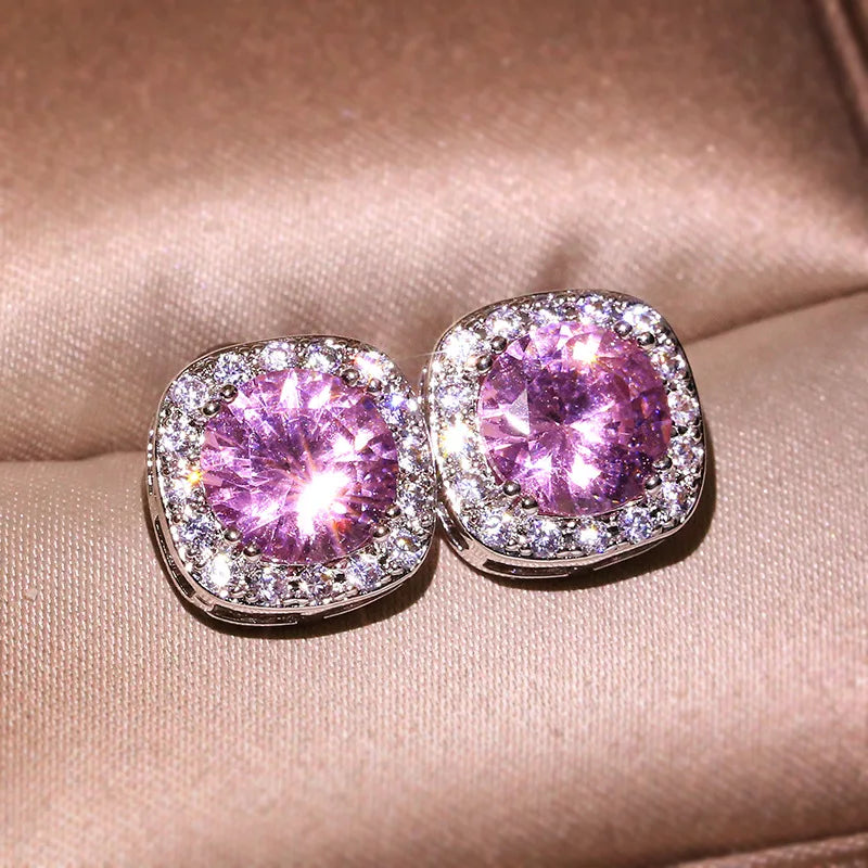 S925 Sterling Silver Diamonds Wedding Earrings for Women ruby Cartoon Fine Jewelry 925 Silver Earrings Engagement Earrings Women
