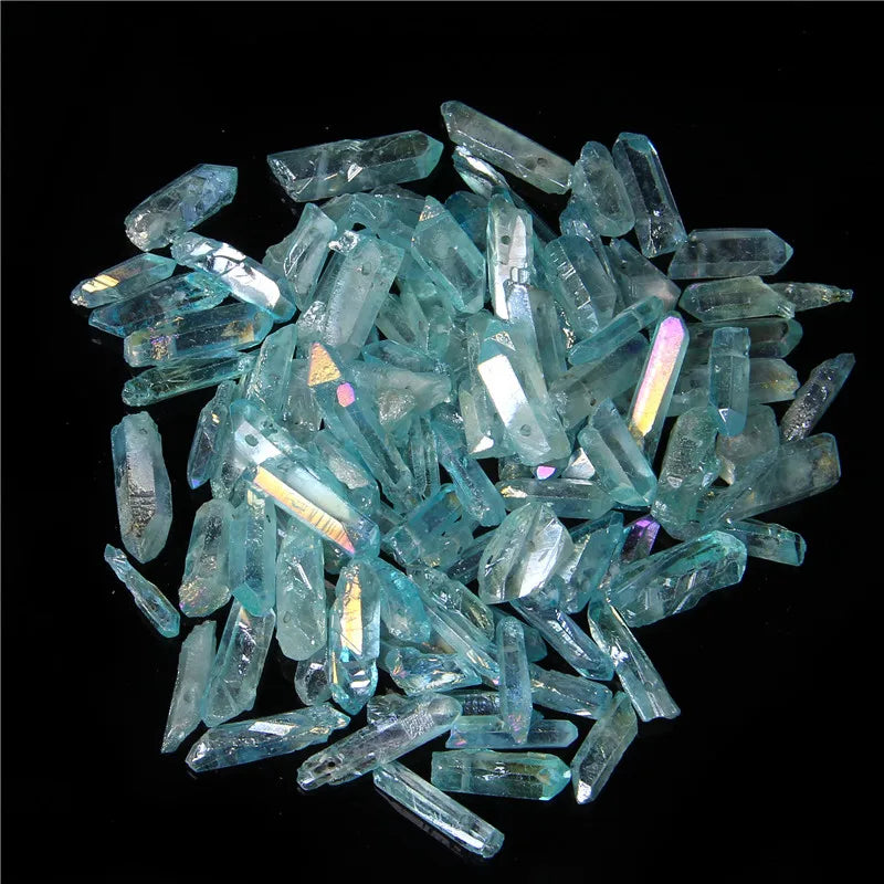 10/20/30pcs Purple Natural Quartz Crystal Point Beads Top Drilled Graduated Stick Point Loose Bead for DIY Jewelry Making Supply