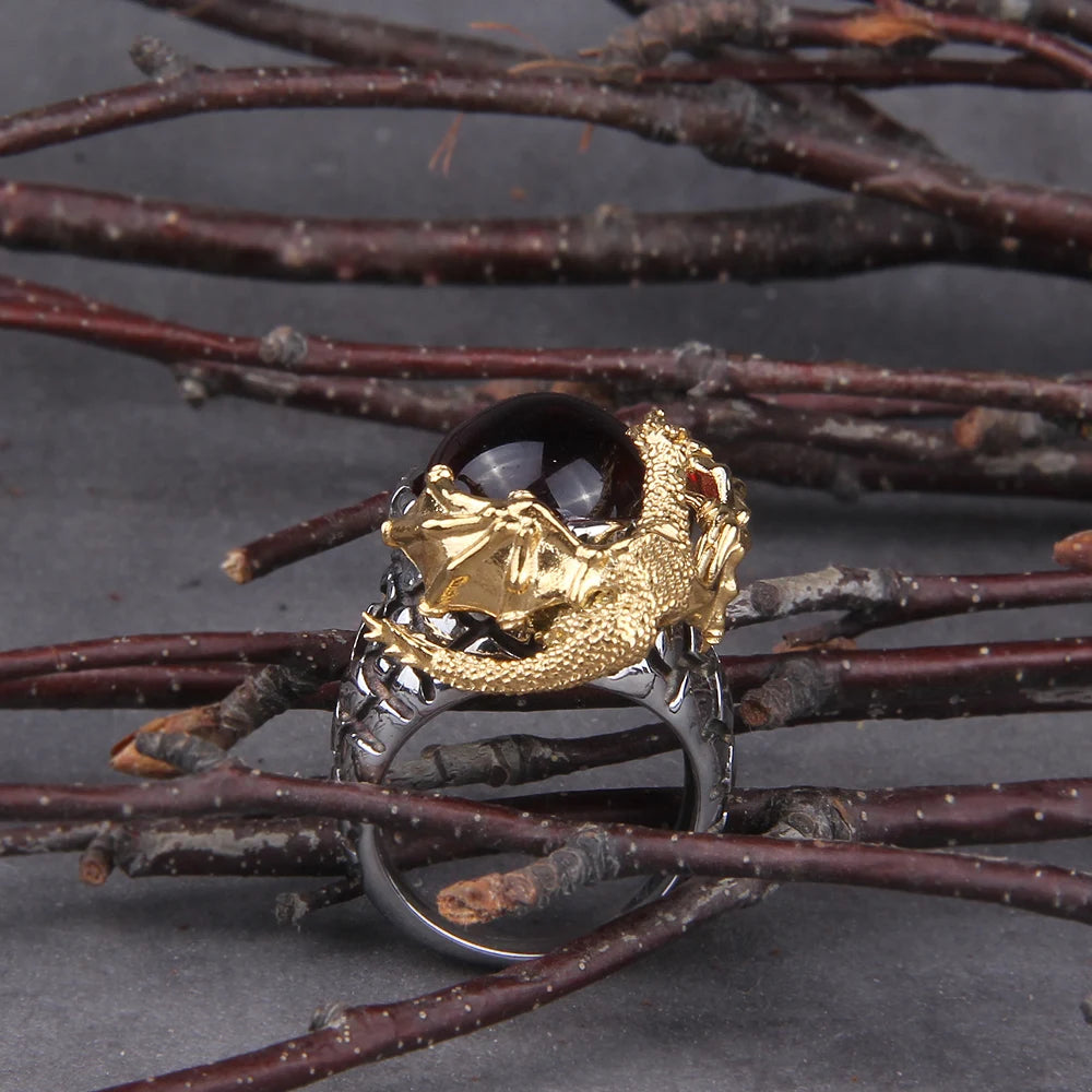 Viking Style Ouroboros Snake Ring for Men
