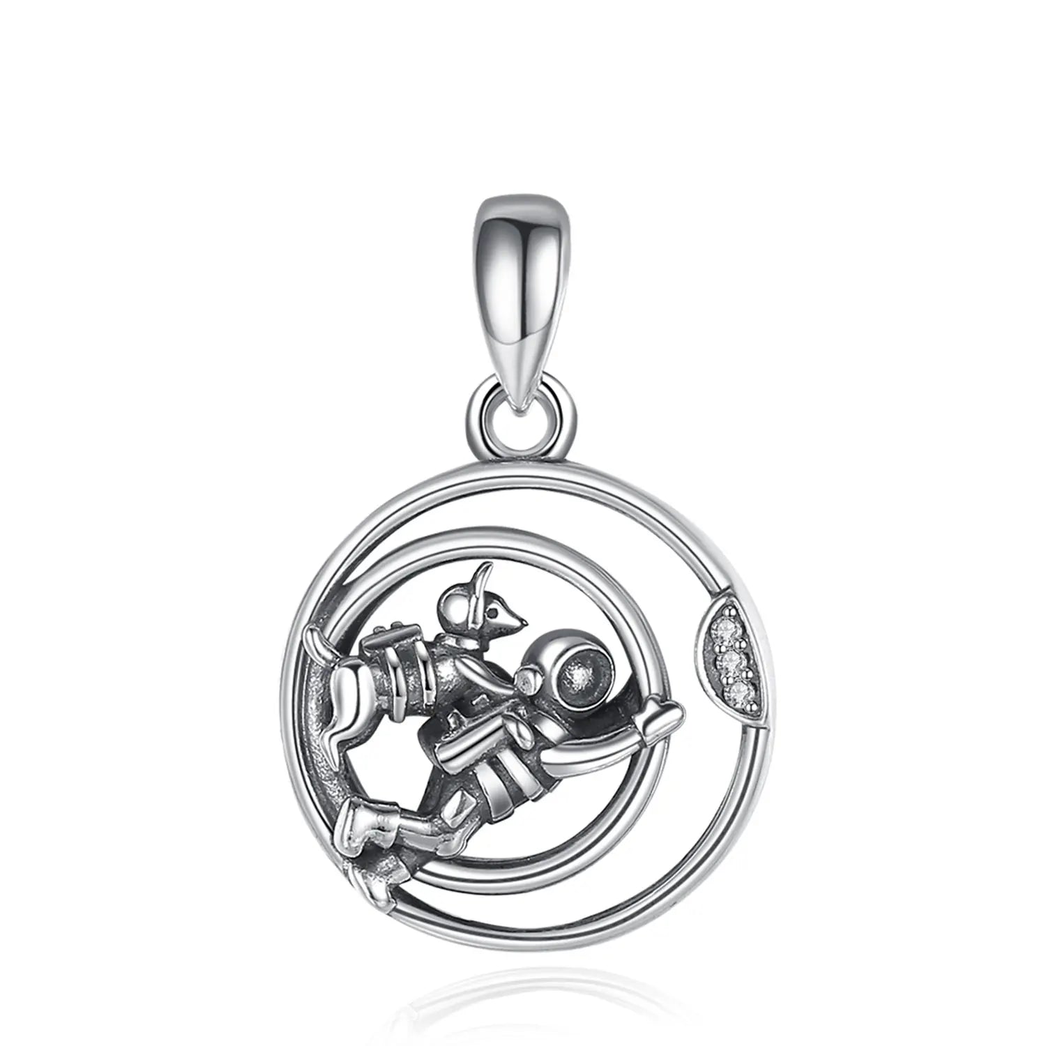 EUDORA Collier avec pendentif astronaute et chien en argent sterling 925, bijou fantaisie raffiné, idéal pour homme et femme
