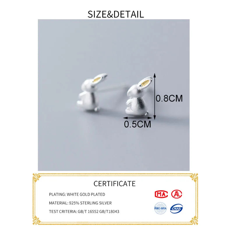 SOFTPIG Real 925 Sterling Silver Cute Rabbit Stud Earrings For Fashion Women Party Tiny Fine Jewelry 2019 Accessories Gift