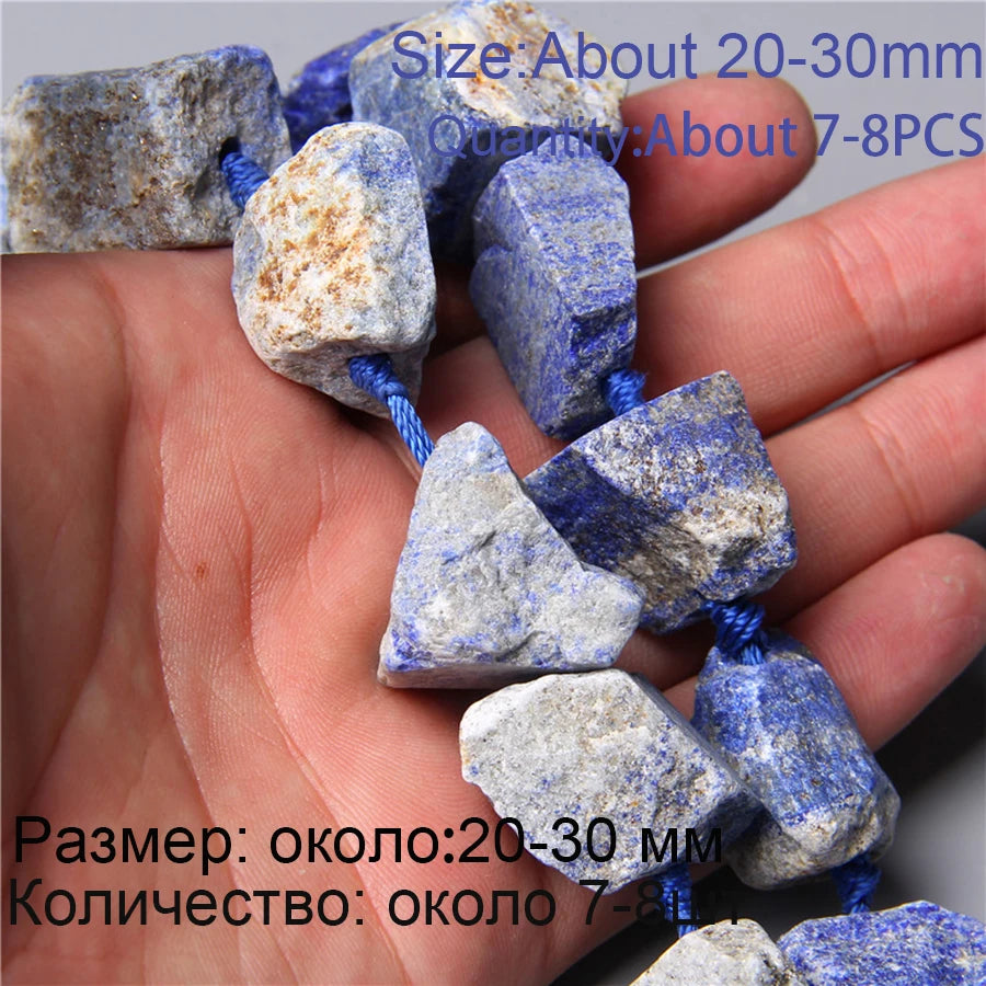 7.5" Natural Irregular Rough Stone Beads Raw Rock Lapis Quartzs Nuggets For Jewelry Making DIY Earrings Bracelet Supply 7-30mm