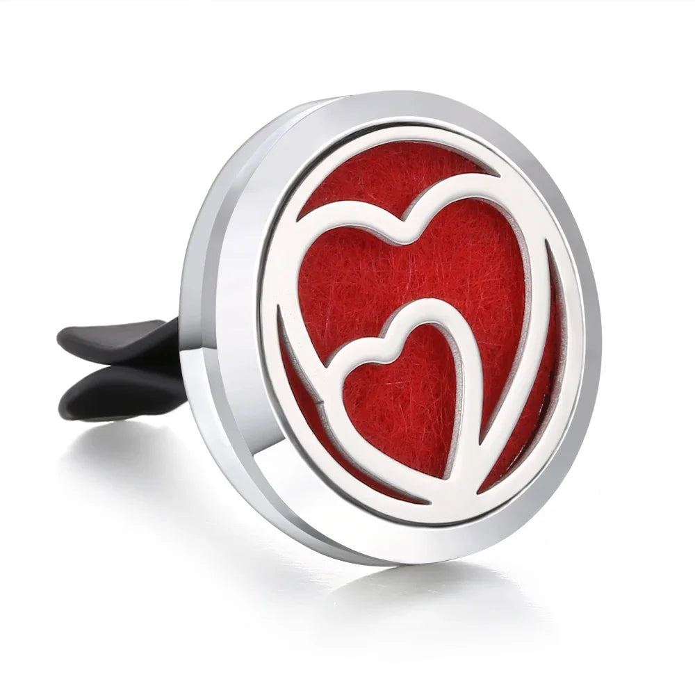 New Aromatherapy Car Perfume Diffuser Stainless Steel 30mm Magnetic Aroma Diffuser Locket Car Air Freshener Vent Clip + 1pcs Pad