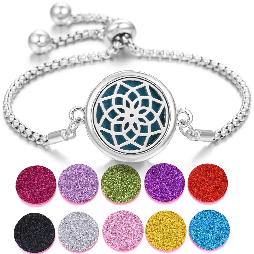 New Aromatherapy Diffuser Bracelet Essential Oil Diffuser Bracelet Alloy Stainless Steel Perfume Aroma Locket Bracelet for Women