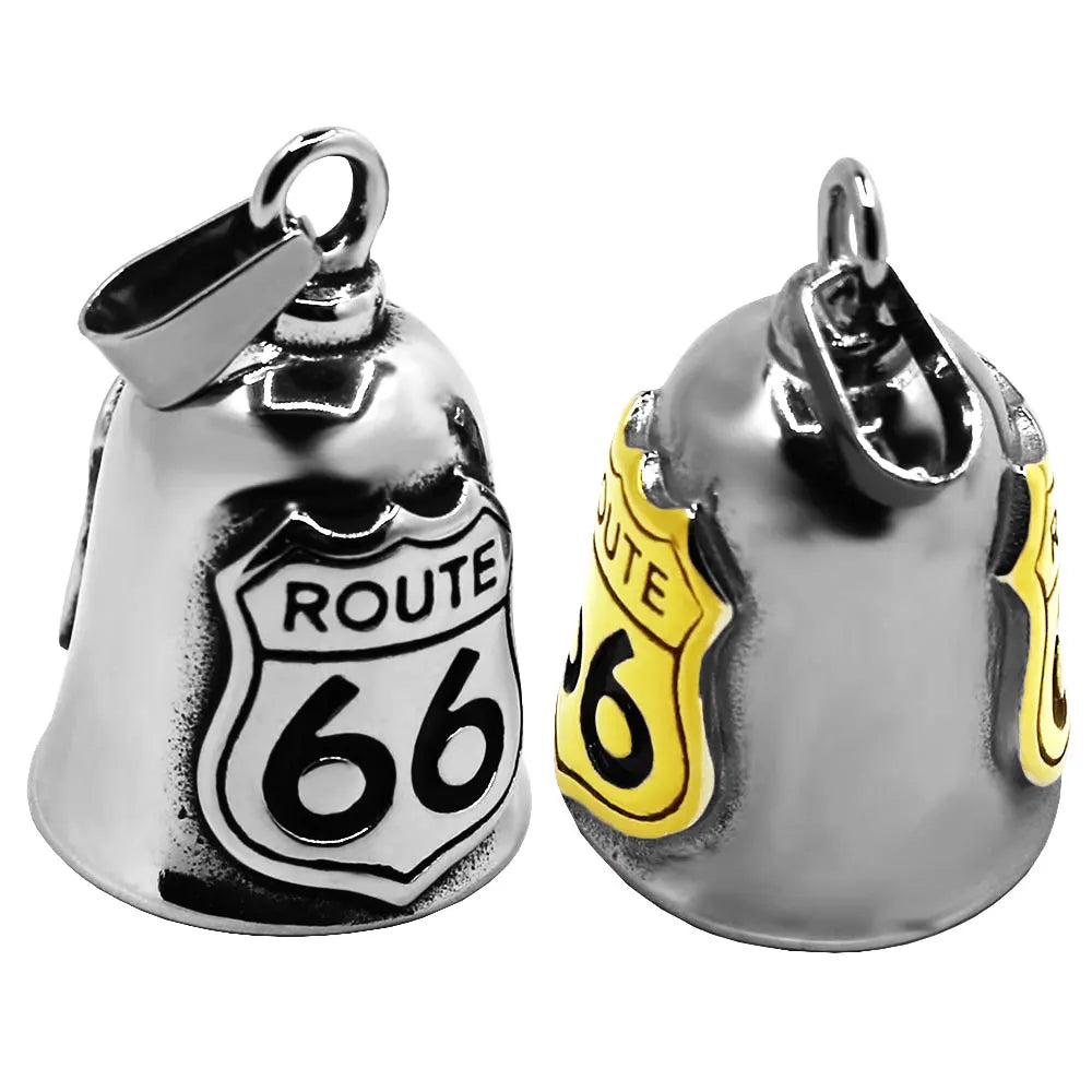 America Route 66 Bell Pendant Necklace Stainless Steel Historic Mother Road USA Highway Rider Biker Bell Christmas Gift SWP0647A