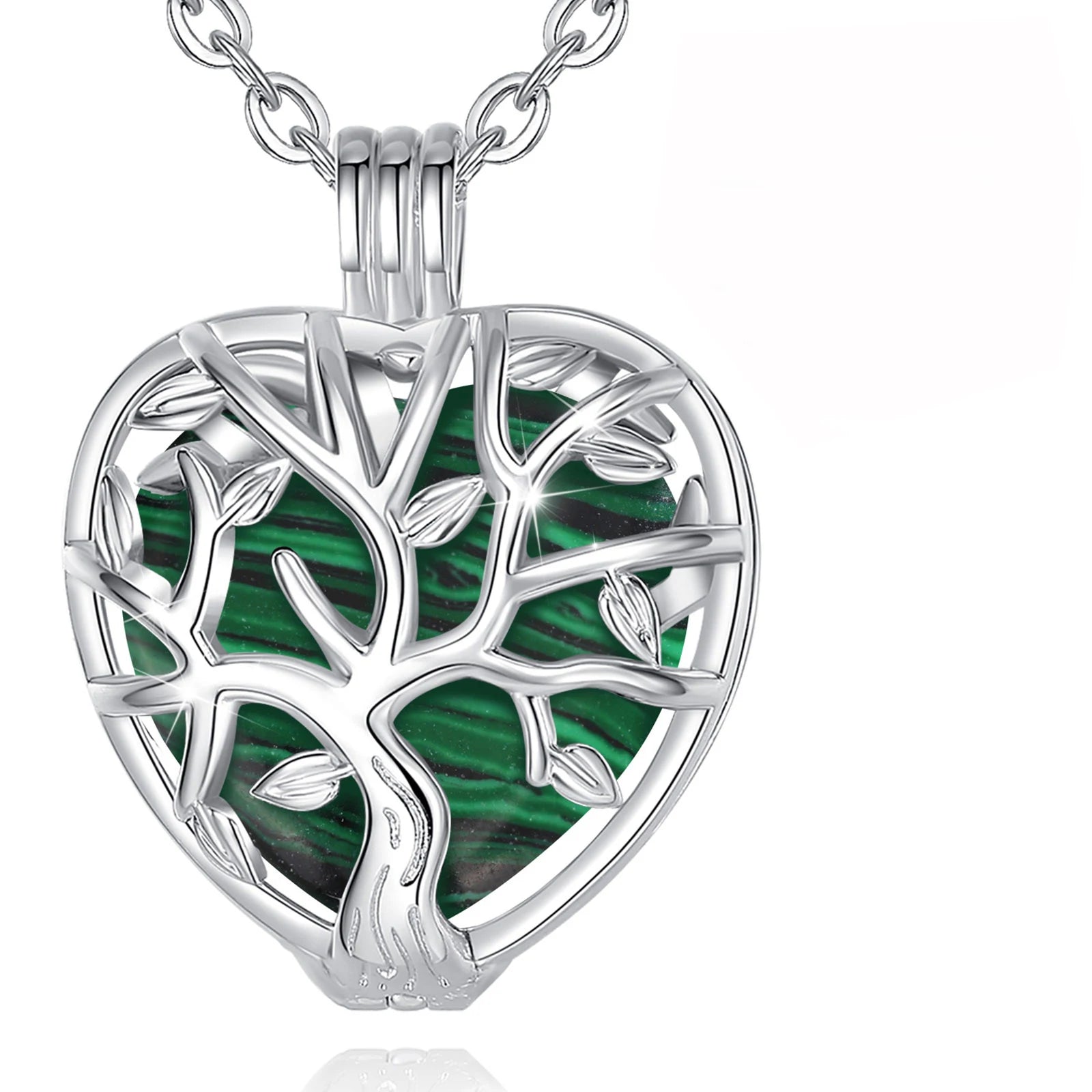 Collier Eudora Arbre de Vie Cage Coeur Obsidienne Énergie Guérison Cristal Pierre Pendentif Spirituel DIY Bijoux Pierre de Lune Cadeau