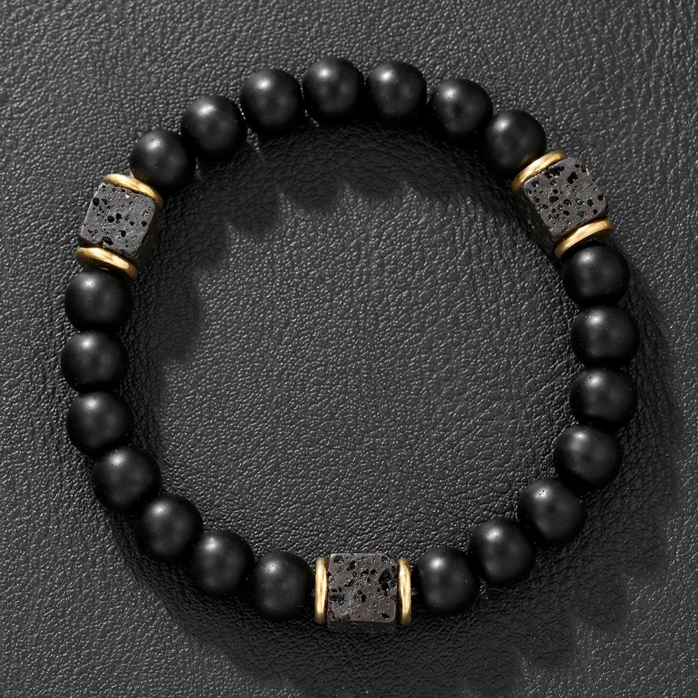 1PC Vintage Male Tribal Coconut Shell Wooden Beaded Bracelet for Men Lava Stone Bracelet Man Jewelry Gift for Him