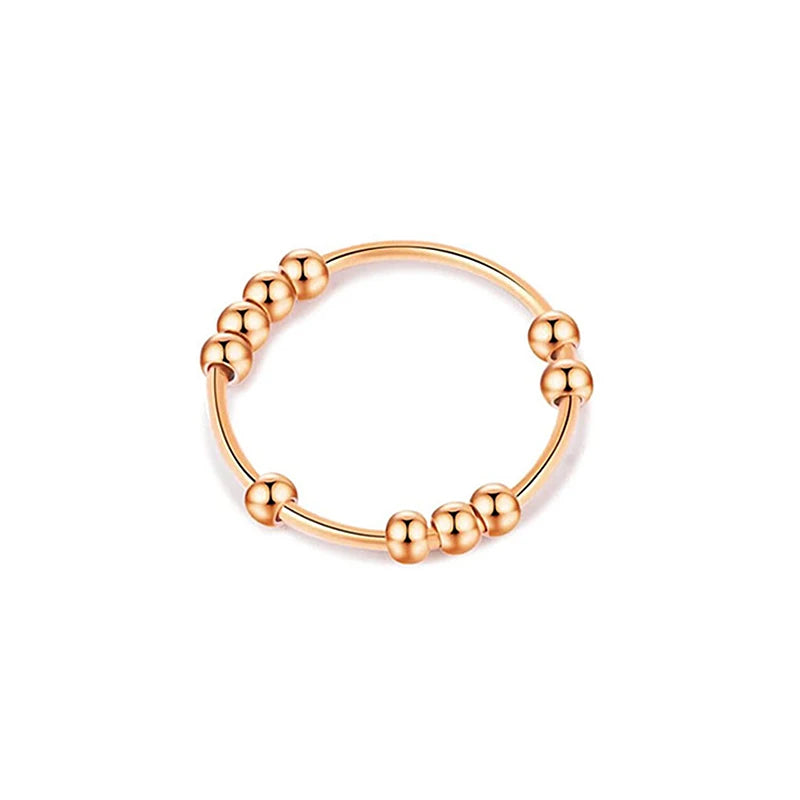 Fashion Simple Stainless Steel Rotate Freely Spinner Ring For Women Men Trend Spiral Bead Relief Antistress Jewelry Dropshipping - Madeinsea©