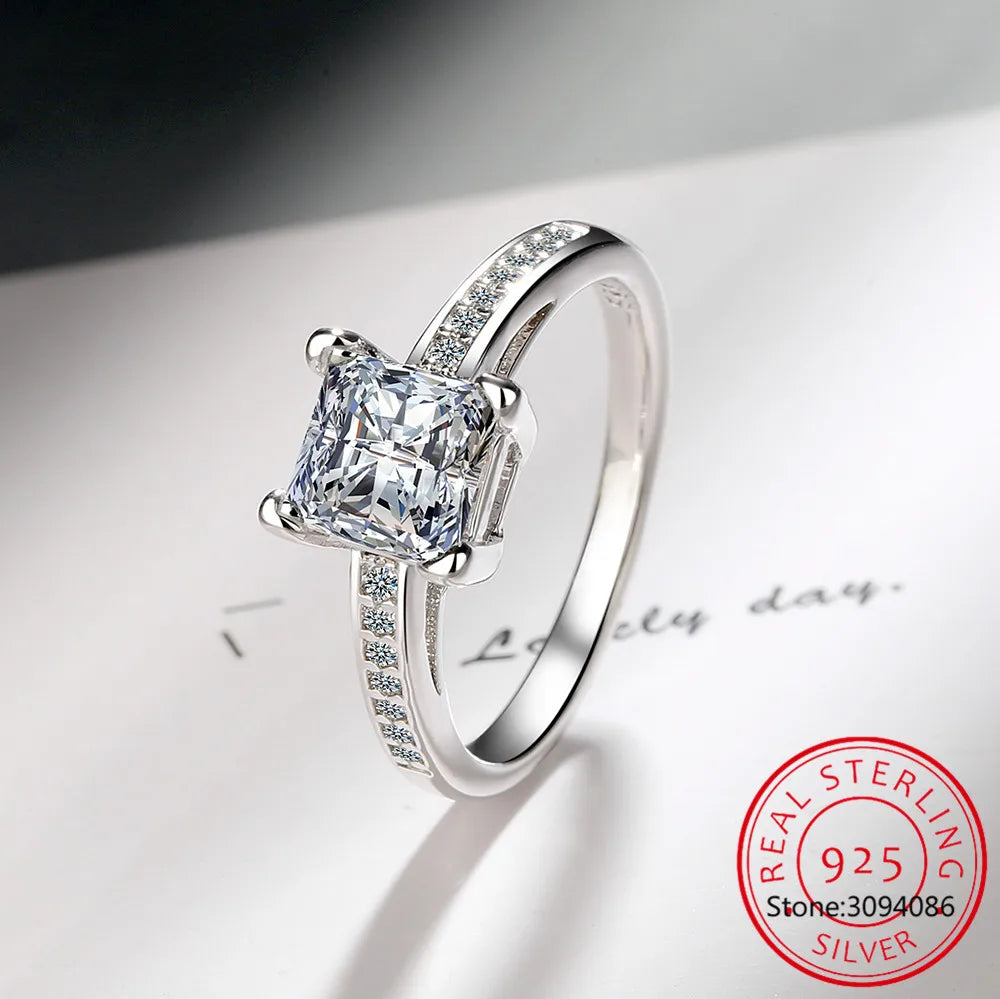 1-2CT Princess Cut Moissanite Engagement Ring VVS D Colorless Solitaire Diamond Promise Bridal Ring For Women Wedding Jewelry