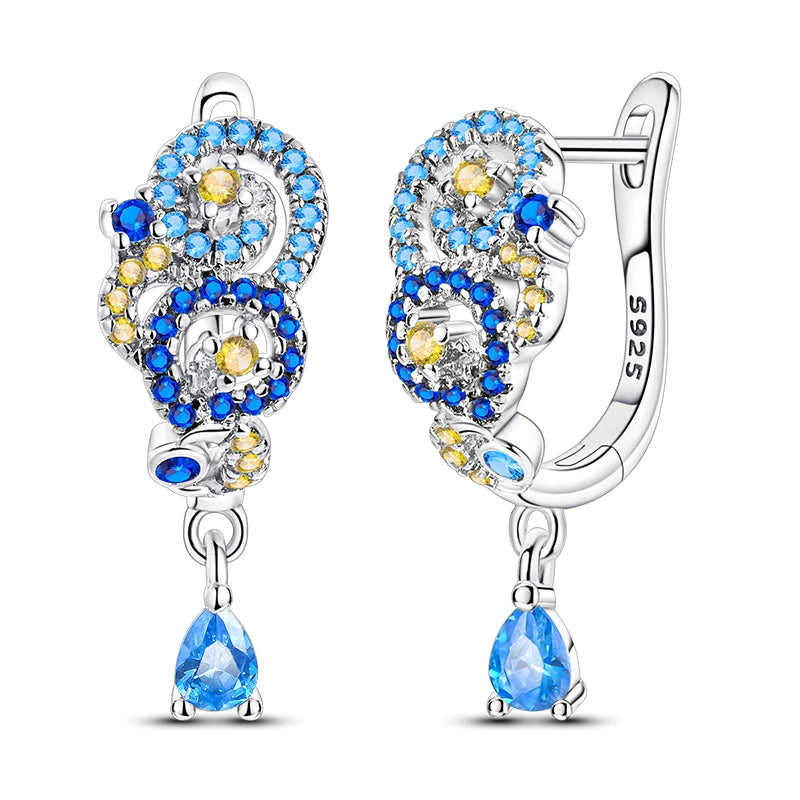 2024 neue 925 Sterling Silber Hoop Ohrringe Blumen Zirkon Ohrringe Stud Für Frau Feine Geburtstag Hochzeit Partei Schmuck Geschenke