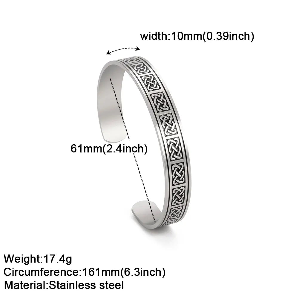 Viking Triquetra Cuff Bangle for Men Boy Stainless Steel Good Luck Celtic Knot Amulet Vintage Irish Knots Bracelet Jewelry Gift