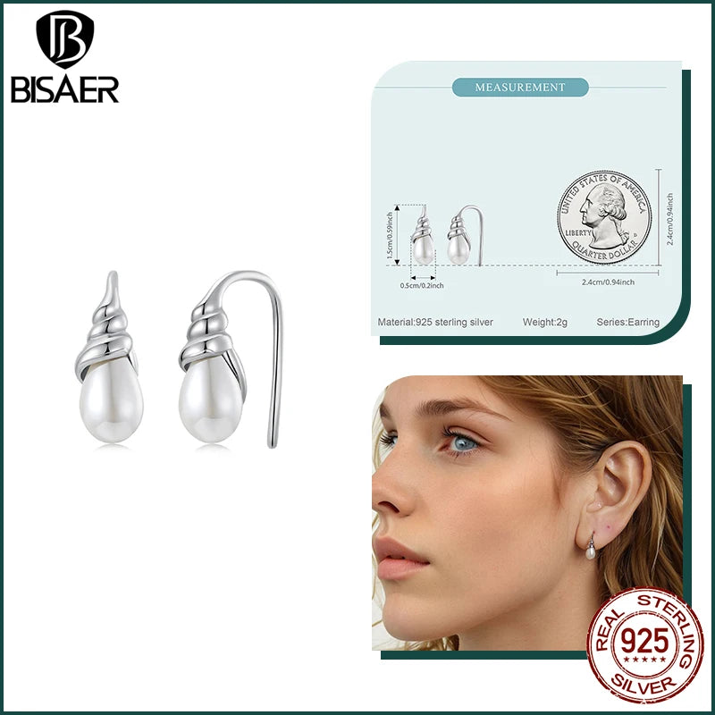 BISAER 925 Sterling Silver Turtle Stud Earrings Ice Cream Starfish Mermaid Hoop Earrings for Party Fine Jewelry Holiday Gift