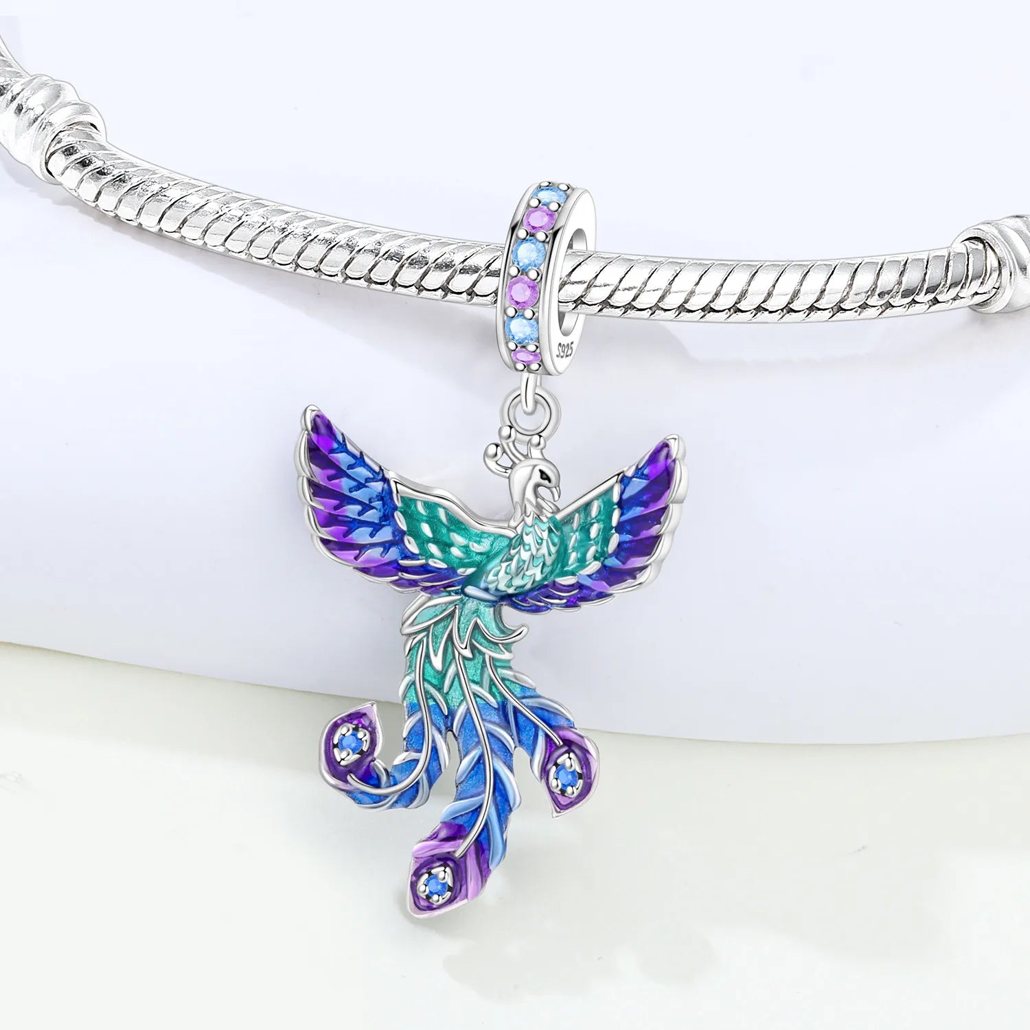 PANPOKI 925 Sterling Silver Eternal Phoenix Lucky Symbol Beads Original Pendants Bracelet Charm Jewelry Party DIY Trendy Gifts