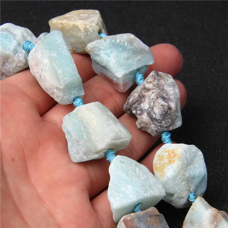 Rough Rose Quartzs Amethysts Raw Bead Freeform Irregular Lapis Lazuli Amazonite Mineral Beads For Jewelry Craft Handmade 20-30mm