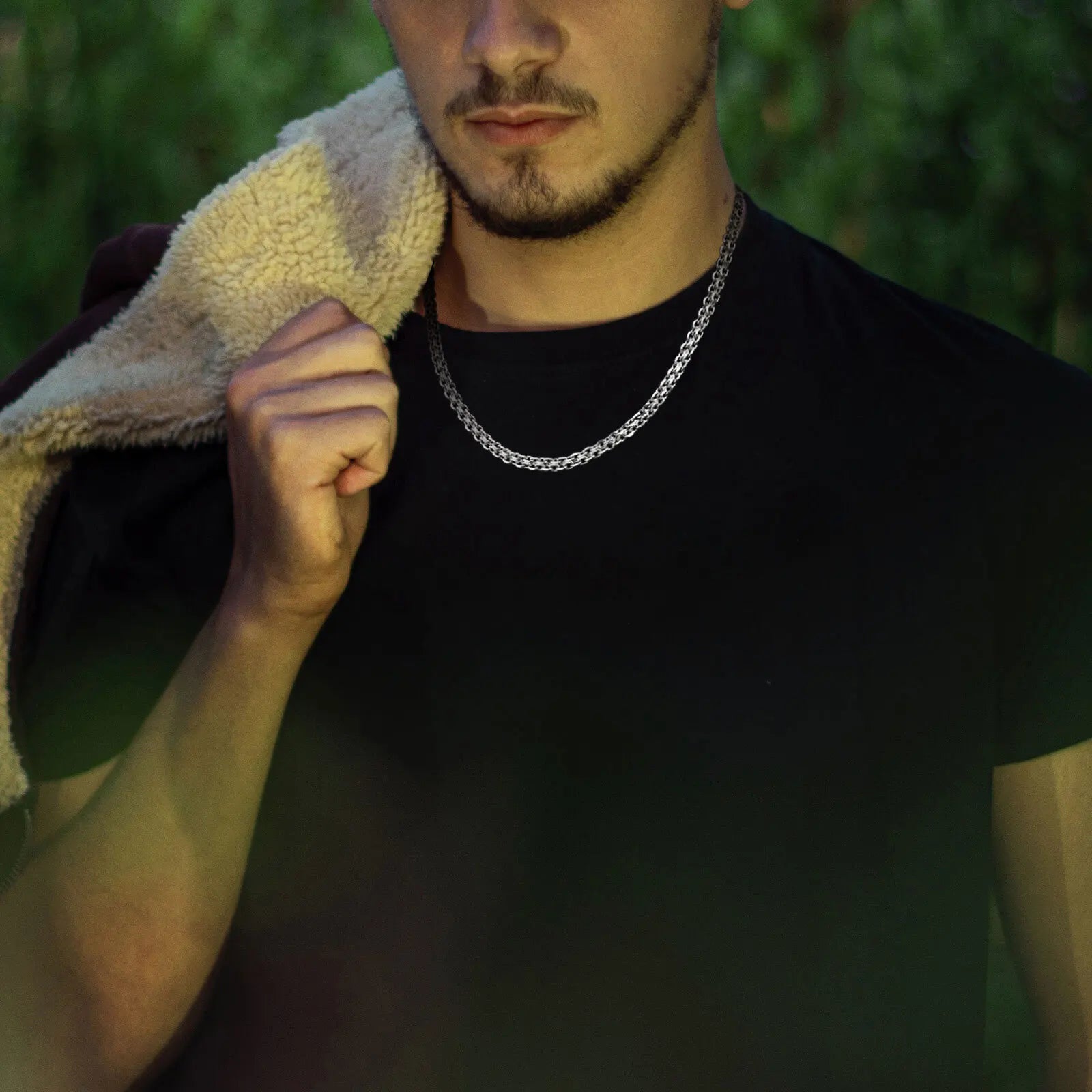 Vnox Waterproof Two Rows Stainless Steel Rolo Links Necklaces, Adjustable Silver Color Metal Links Collar Minimalist Jewelry