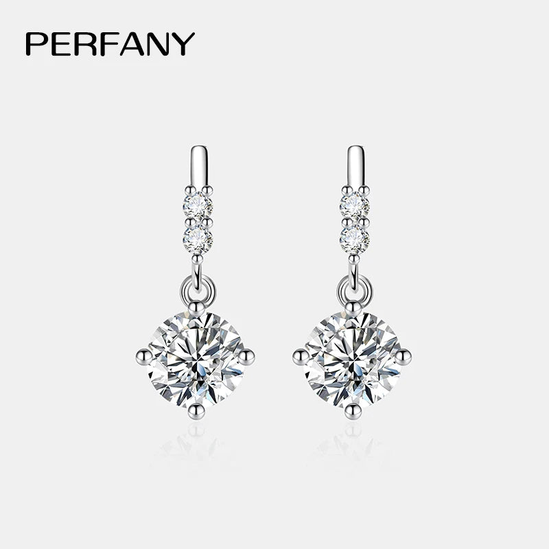 PERFA﻿NY 0.5/1CT Moissanite Drop Earring Women S925 Pure Silver Four Claw Laboratory Diamond Fashion Luxury Wedding Jewelry - Madeinsea©