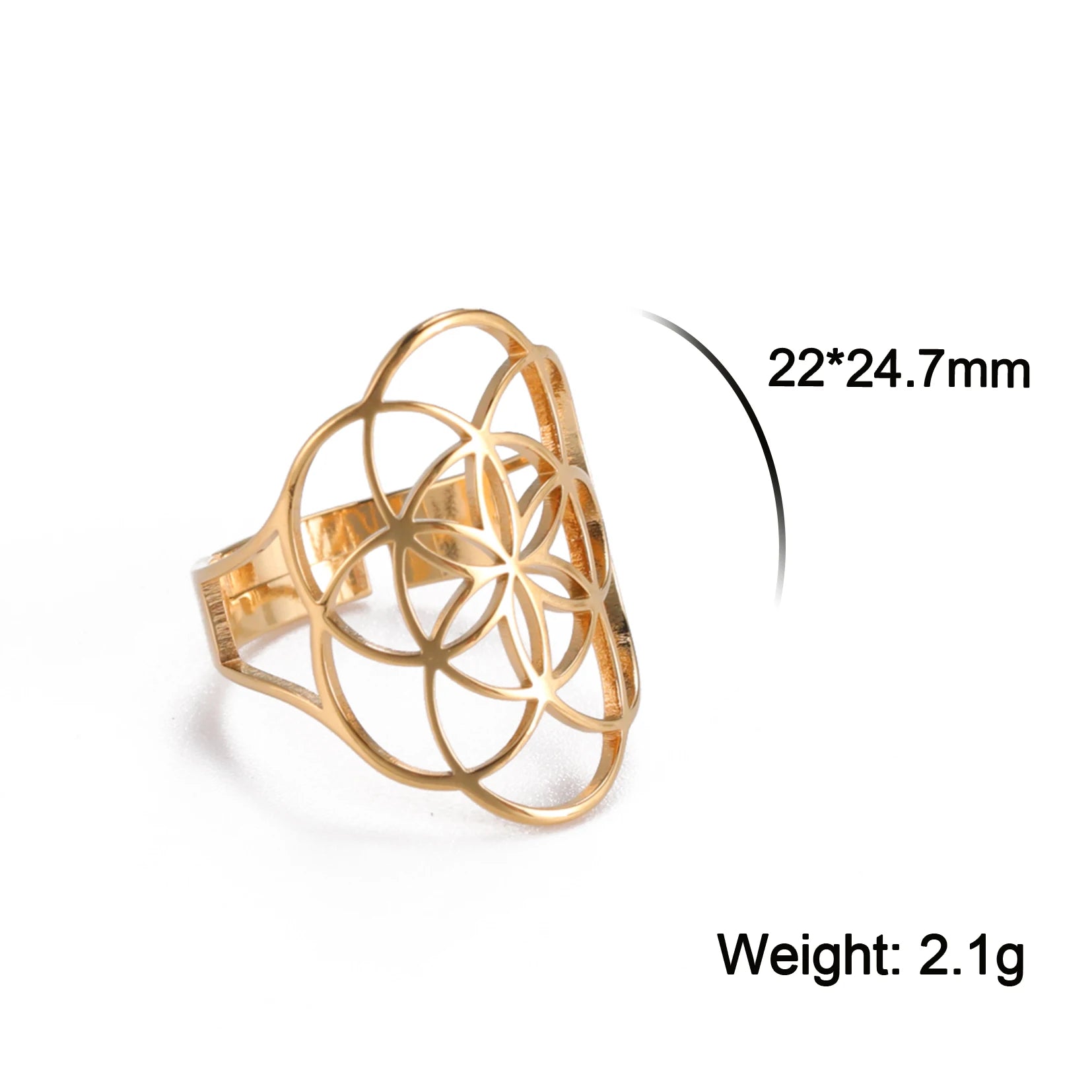 Unift Scared Geometry Flower of Life Ring Adjustable Stainless Steel Ring Men Women Accessories Vintage Filigree Viking Jewelry - Madeinsea©