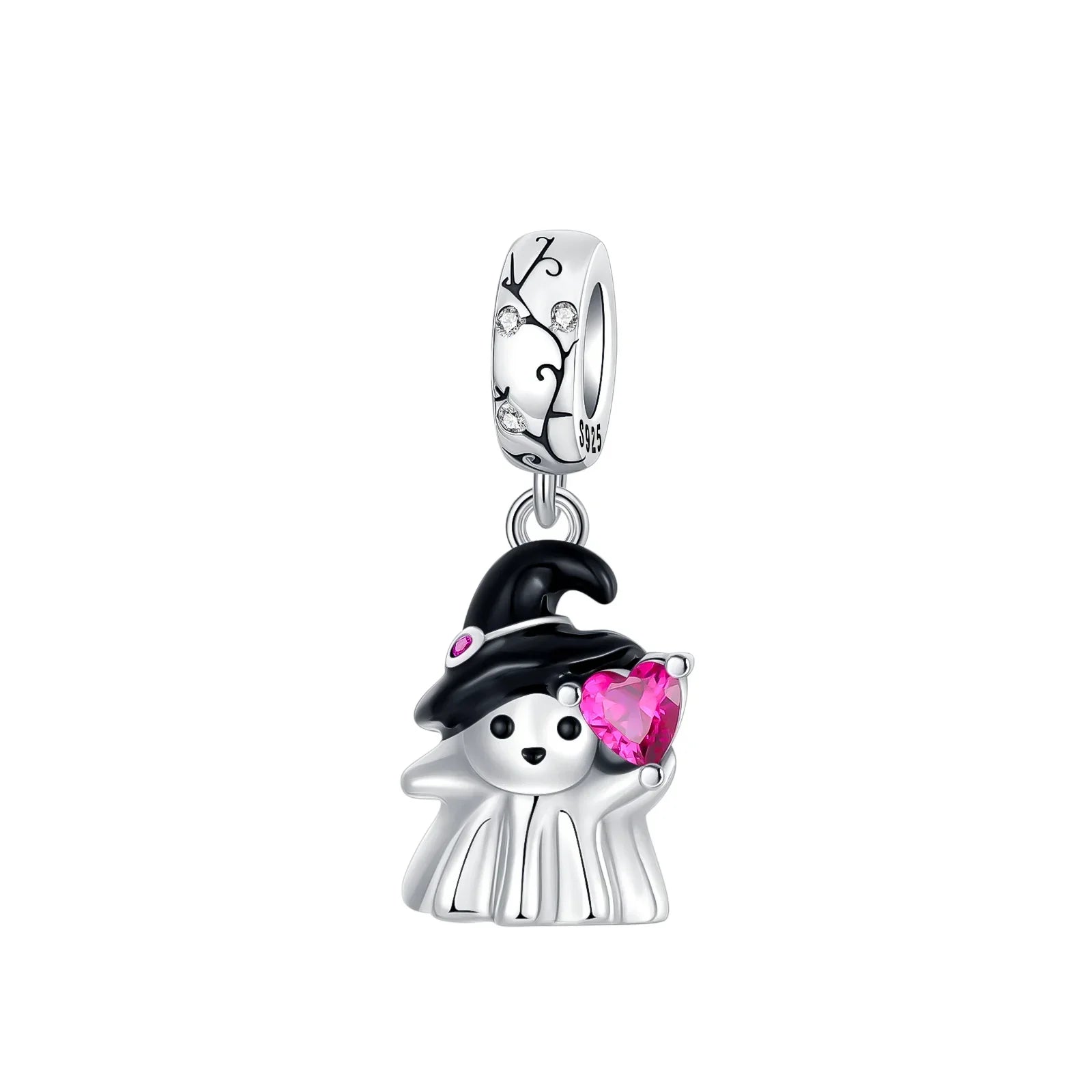 Original 925 Sterling Silver Halloween Charms Pumpkin Skull Witch Ghost Bead Earrings Pendant Fit Bracelet Necklace Jewelry