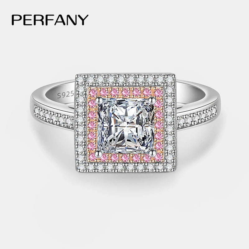 PERFANY 5.5mm 1CT Princess Cut Moissanite Diamond Ring  for Women Rose Gold Color Elegance And Sparkle Jewelry Accessory - Madeinsea©
