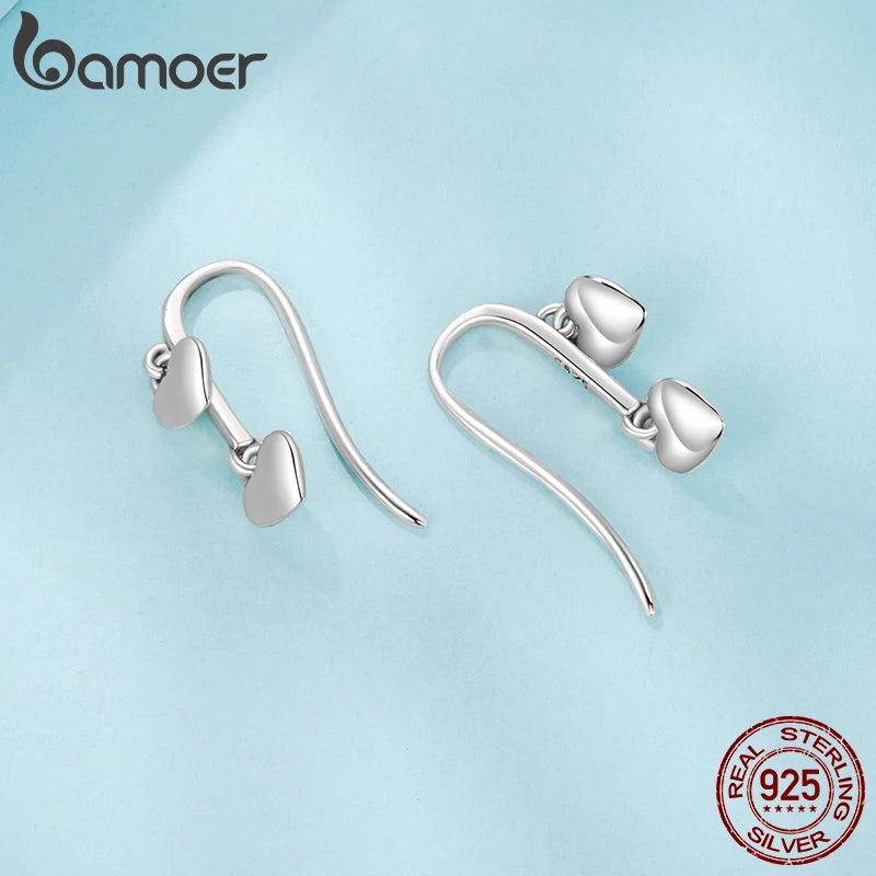 BAMOER Doppelherz-Ohrhänger mit Quasten, oxidiert, Original, für Damen, Geschenkidee für Partys, Geburtstage, schöner Alltagsschmuck