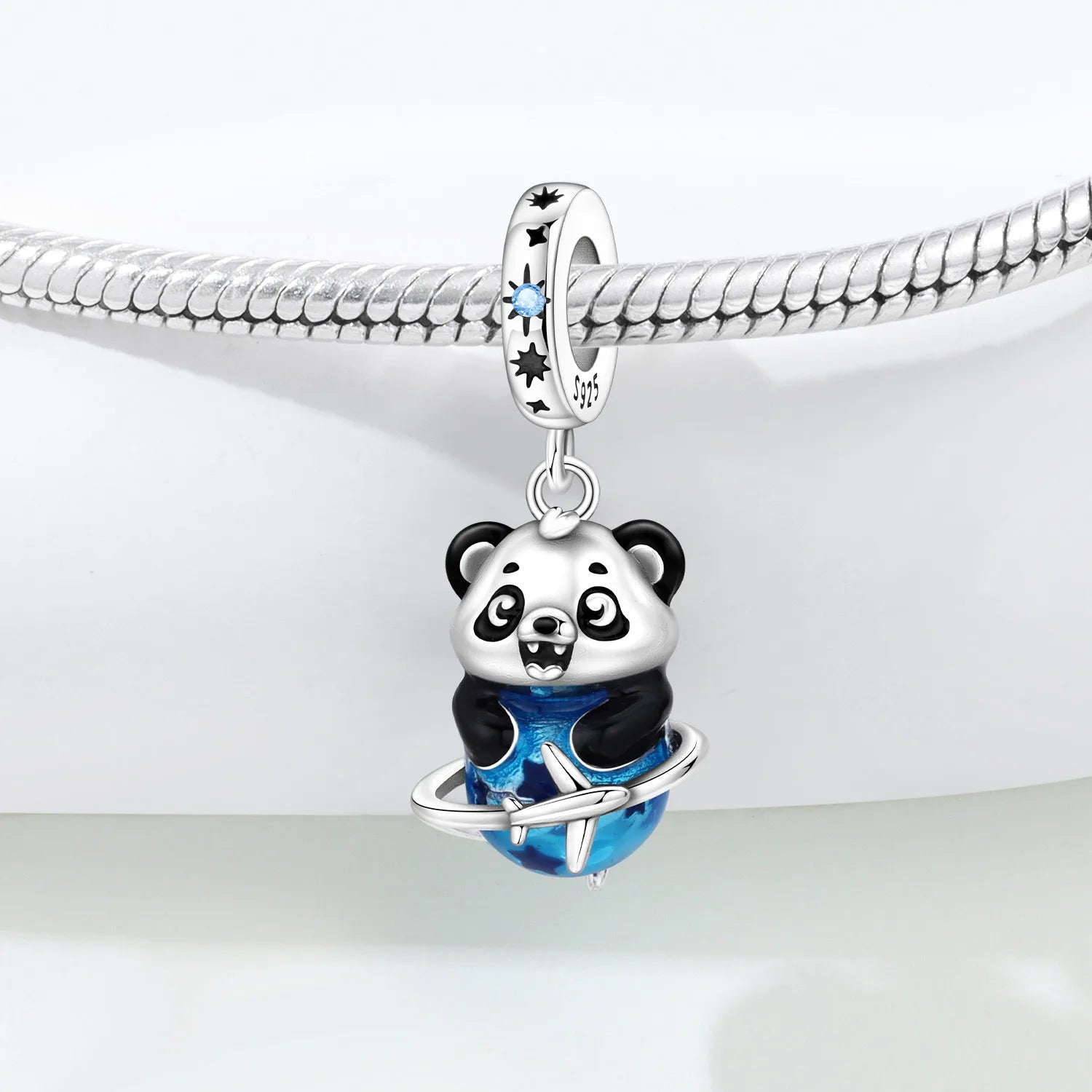 PANPOKI 925 Sterling Silver Global Travel Panda Pendant Beads Original Pendants Bracelet Charm Jewelry Party DIY Trendy Gift