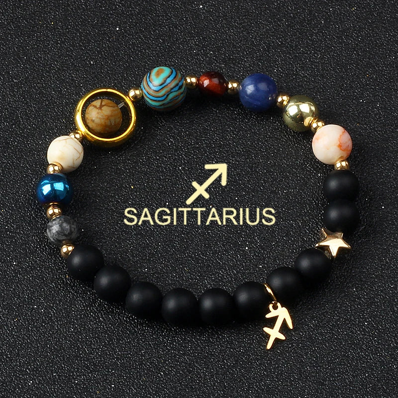 Universe Galaxy Eight Planets 12 Constellation Bracelets for Women Natural Stone Solar System Bracelets Libra Virgo Leo Jewelry - Madeinsea©