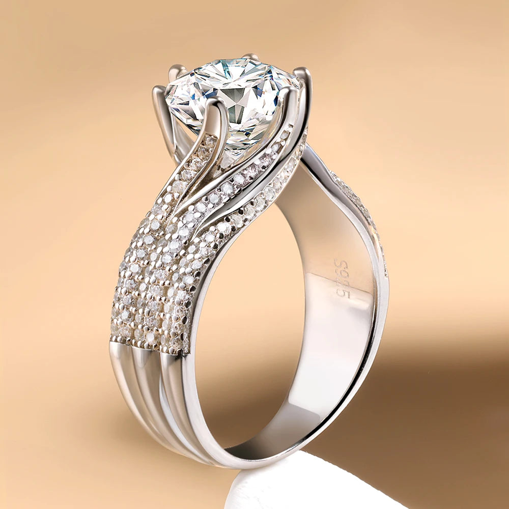 Serenity 1-5ct D Moissanite Rings for Women Wedding Bridal Gift S925 Sterling Silver Sparkling Lab Diamond Eternity Ring Jewelry