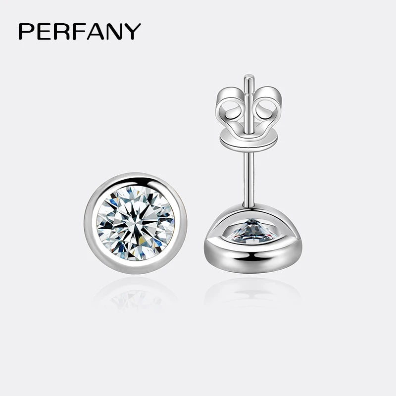 PERFANY 0.3-1CT Moissanite Earrings for Women S925 Pure Silver Bubble Round Laboratory Diamond Earrings Fashionable Jewelry