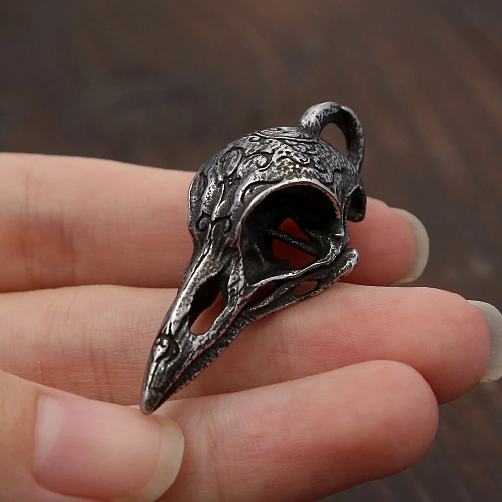 Retro Nordic Odin Crow Skull Pendant for Men Women Gothic 316L Stainless Steel Raven Skull Necklace Fashion Jewelry Droshipping