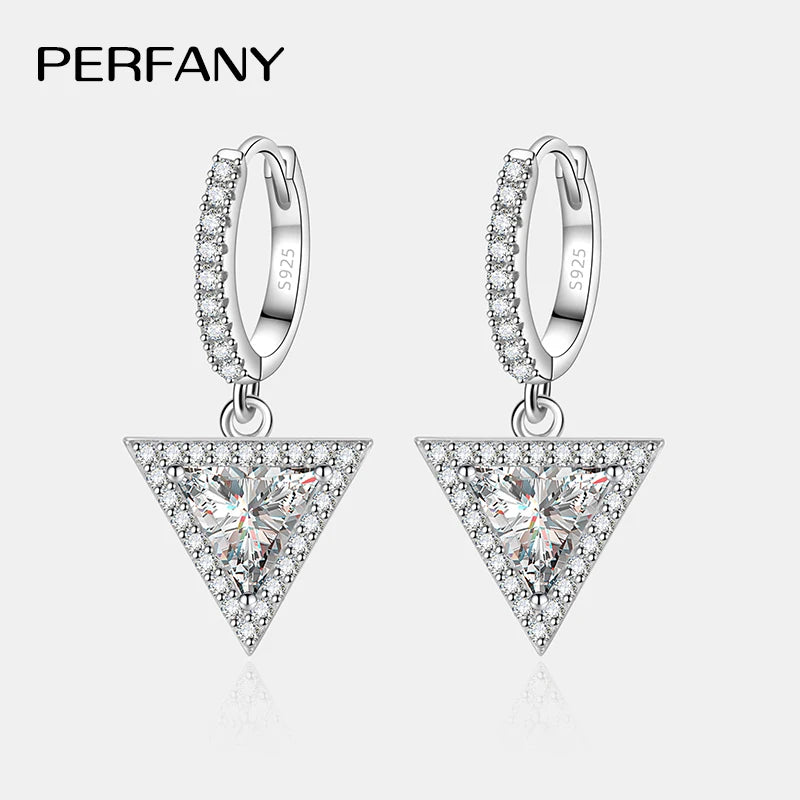 PERFANY 0.5/1CT Triangular Moissanite Drop Earring Women S925 Pure Silver Laboratory Cultivate Diamond Luxury Wedding Jewelry - Madeinsea©