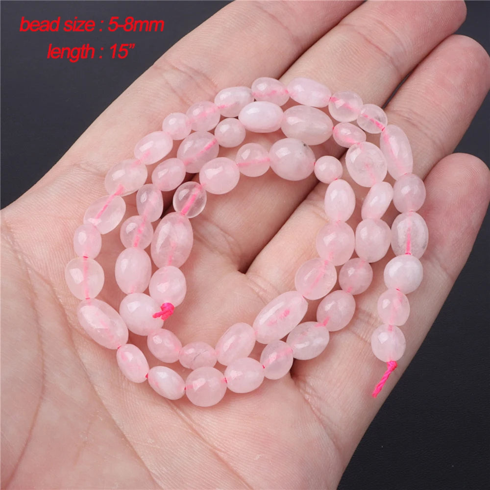 45 Style Natural Rose Quartz Bead Round Tube Crystal Loose Beads For Jewelry Making Handmade Diy Bracelet Necklace Accessories