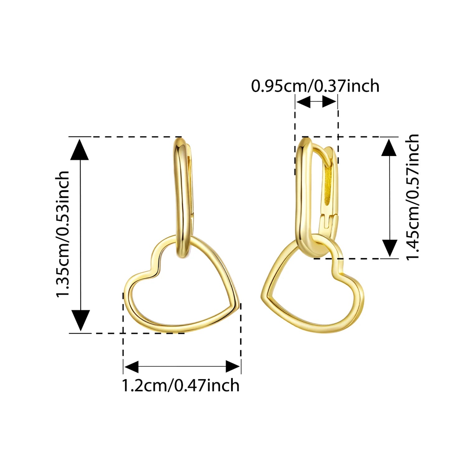 WOSTU Original 925 Sterling Silver Heart Drop Earrings U Hoop Plated gold Minimalist For Women Birthday Party Gift Fine Jewelry