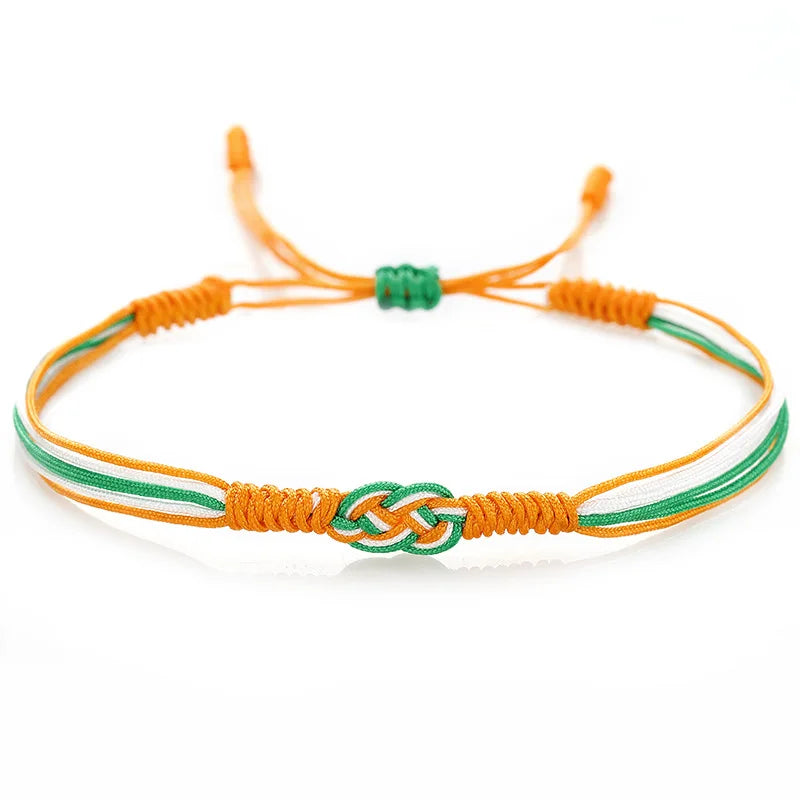 Stylish Handmade National Flag Color Bracelet Unisex Good Luck Weaven String Braslet Adjustable National Day Braclet Pulseria