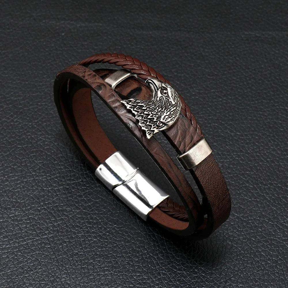Bracelet en cuir pour homme avec symboles musicaux, style vintage et créatif. Bracelet simple multicouche en cuir.