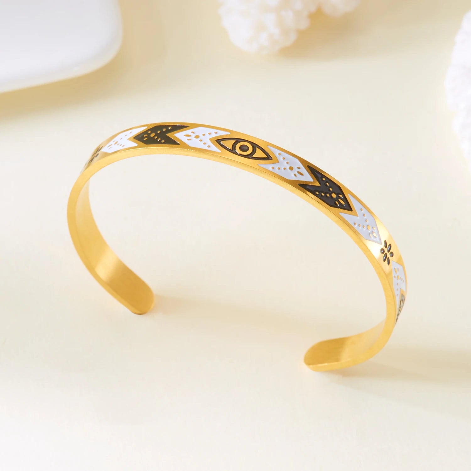 Stainless Steel Love Heart Shape Open Bracelet For Women Gold Plated Crystal Zircon Exquisite Open Bangle Waterproof Jewelry