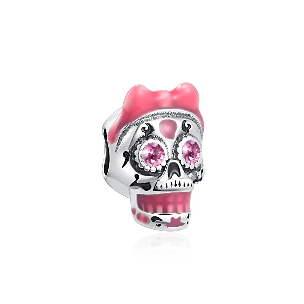 Miniso Gruseliges Skelett-Geister-Serie 925 Sterling Silber Charm Halloween Hut Perle Passend für Damen Original Schmuck Geschenk