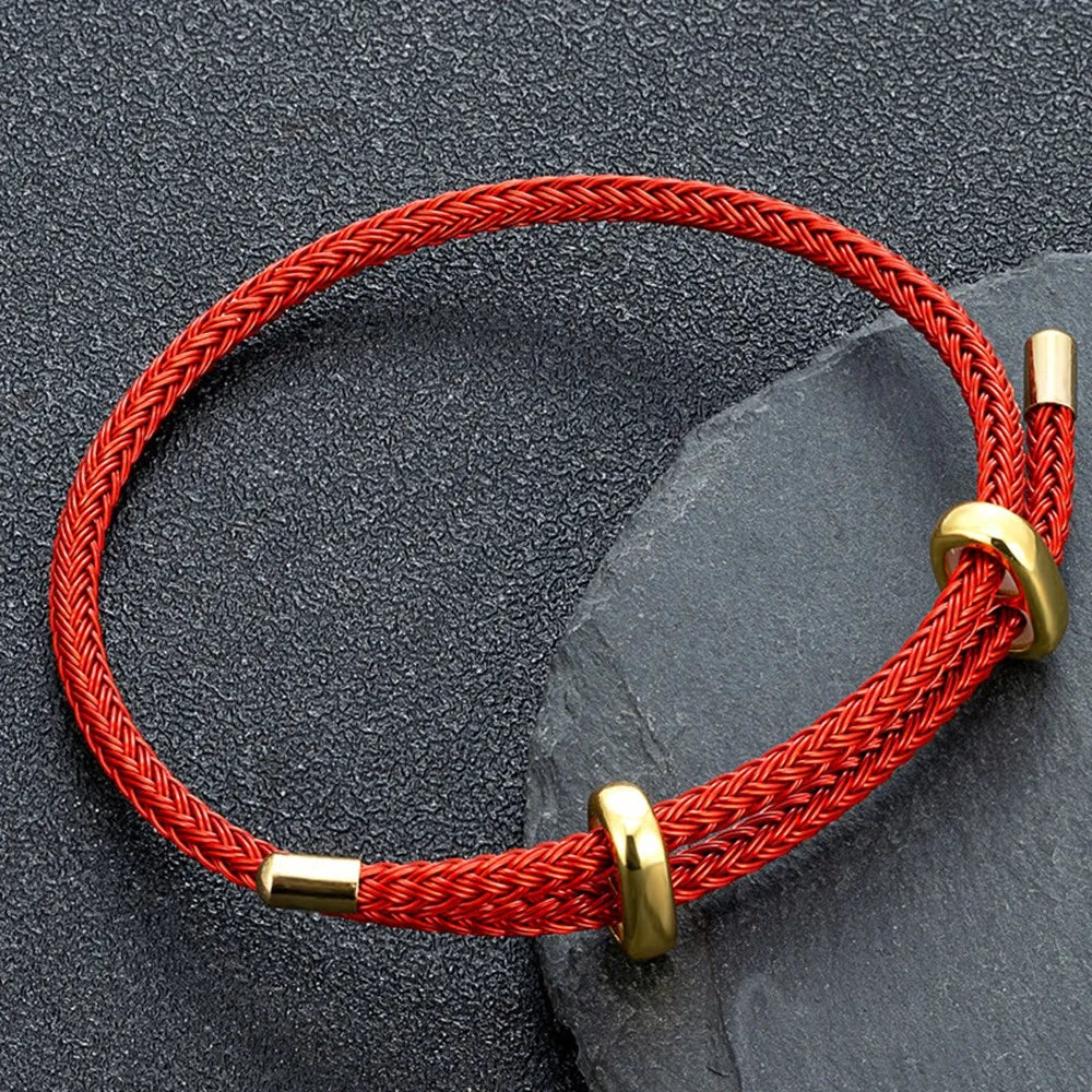 MKENDN Simple Style Men Women DIY Beads Jewelry Non-fading Steel Wire Rope Bracelet Classic Cuff Charm Bracelet for Couple Gifts