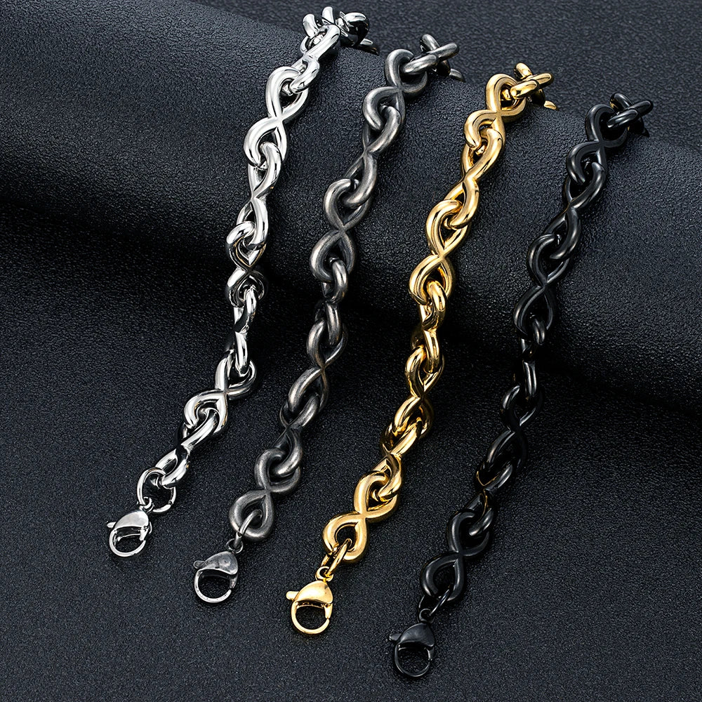 MKENDN Infinity Bracelet Fashion 316L Stainless Steel Metal Chain 18K Gold Plated Waterproof Jewelry for Women Bijoux Femme