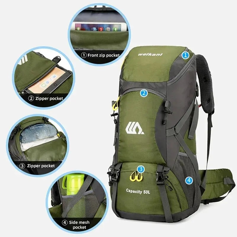 Madeinsea 50L Travel Camping Hiking Waterproof Backpack