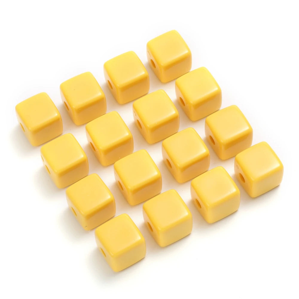 10Pcs 15mm Colorful Square Acrylic Beads Spacer Loose Bead For Handmade Jewelry Making DIY Necklace Bracelet Earrings Accessorie