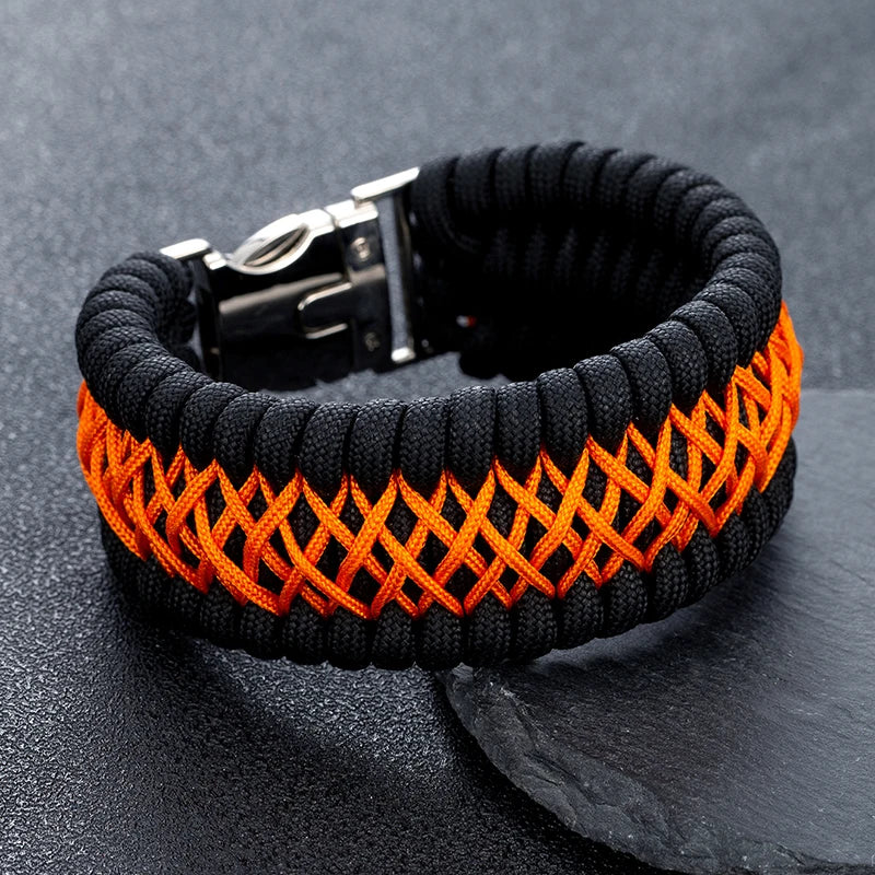 MKENDN Width Handmade Paracord Survival Bracelet Metal Buckle Outdoor Camping Rescue Emergency Rope Bracelet For Men Women Gifts