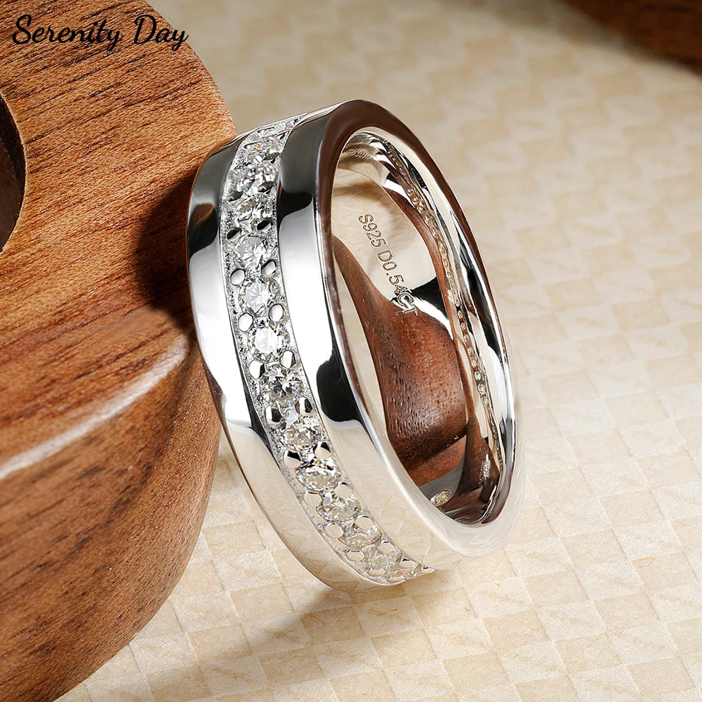 Serenity 2mm D Color Moissanite Rings for Men Gift 100% S925 Sterling Silver Plated 18K Lab Diamond Eternity Rings Fine Jewelry - Madeinsea©