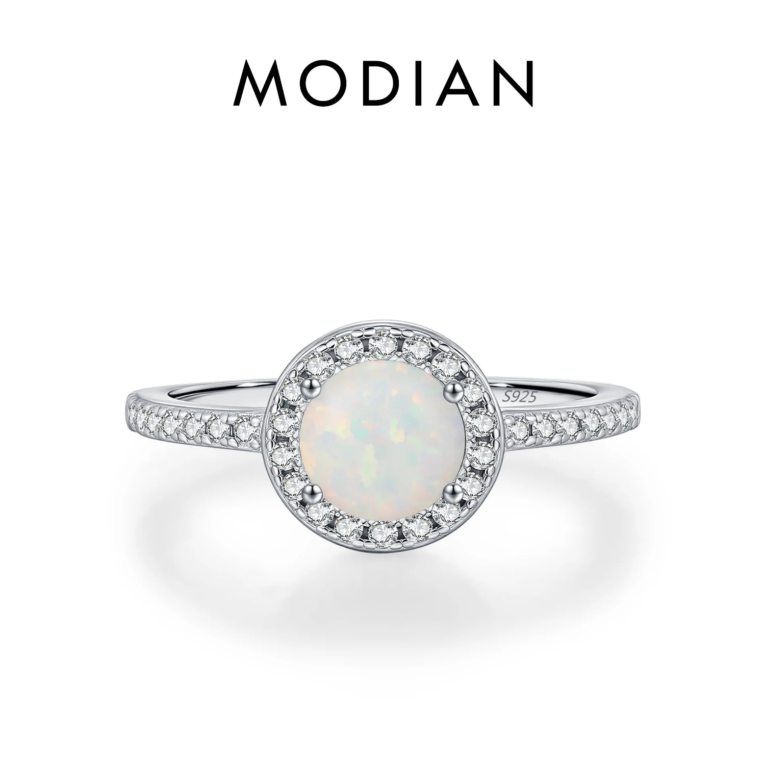 MODIAN 925 Sterling Silver Exquisite Elegant Round Oval Square Opal Square Finger Rings For Women Office Fine Jewelry