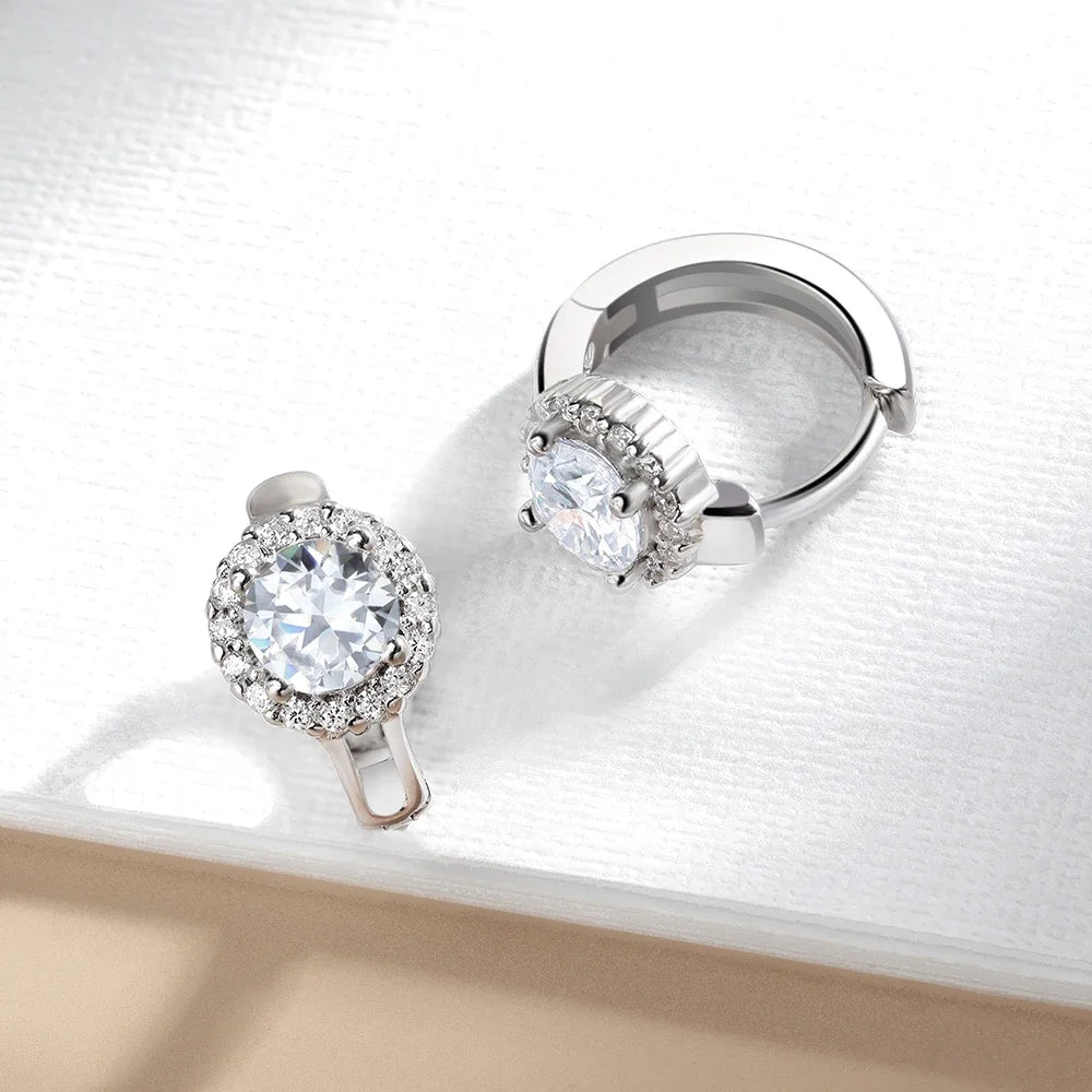 Serenity 0.5ct 1ct D Moissanite Hoop Earrings Women Gift S925 Sterling Silver Round Bag Earring Wedding Bridal Jewelry Wholesale - Madeinsea©
