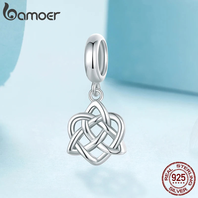 Pendentif nœud celtique original en argent sterling 925 Bamoer, amulette nordique, porte-bonheur, bijou raffiné pour femmes et hommes, idéal pour les fêtes vikings.
