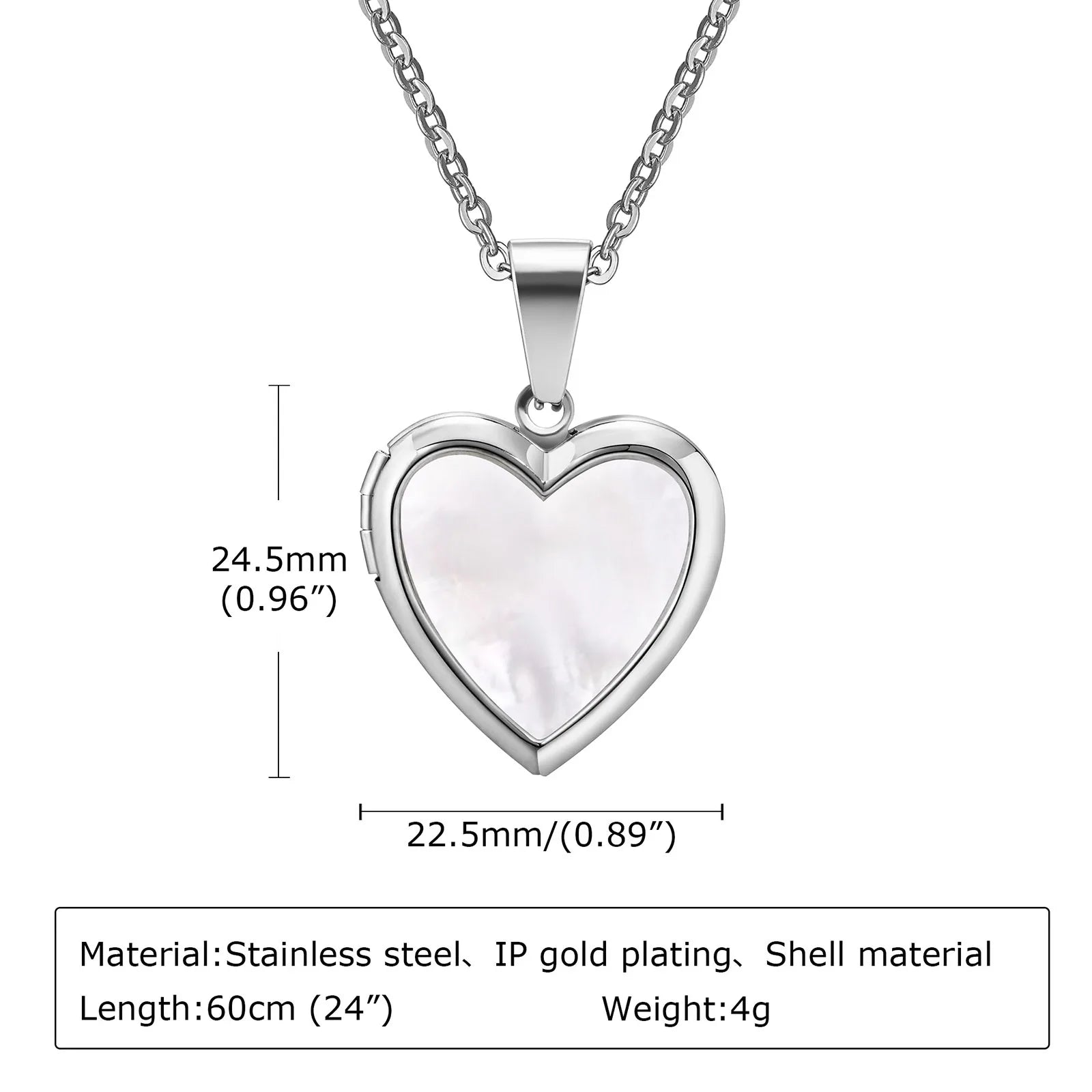 Vnox Light Heart Locket Pendants for Women Men Openable Photo Frame Glossy Stainless Steel Necklaces Family Love Collar