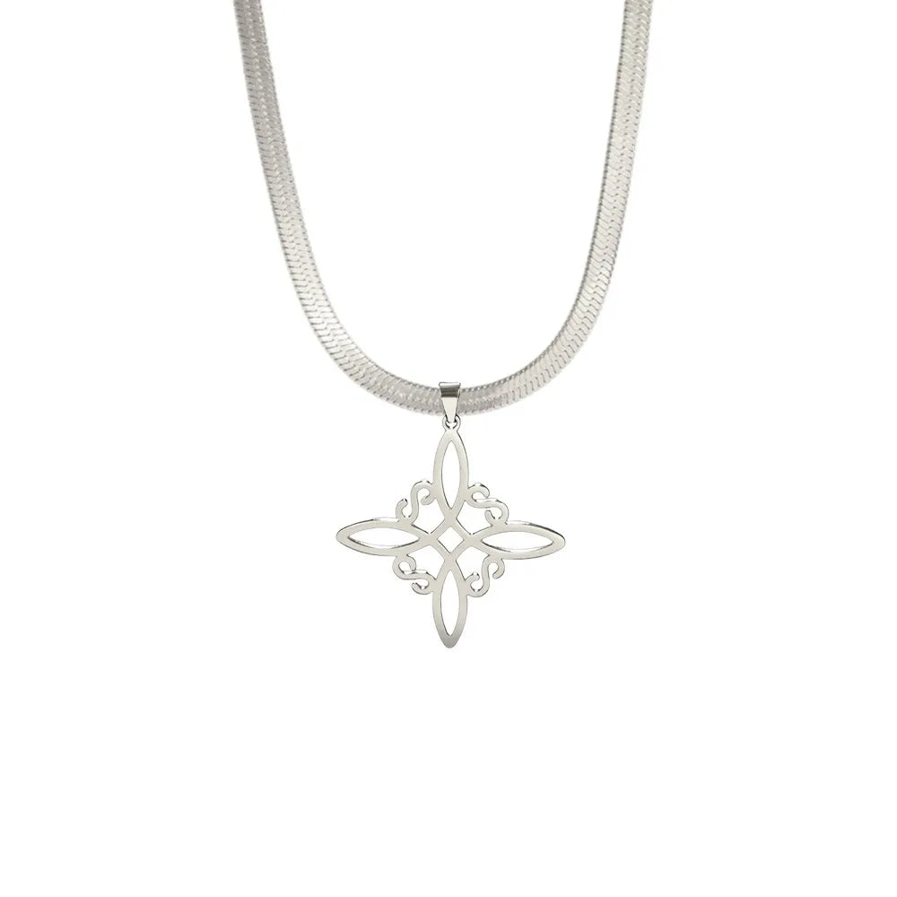 Fashion Witch Knot Necklace for Women Gold Color Stainless Steel Snake Chain Necklace Jewelry Christmas Gift Wholesale