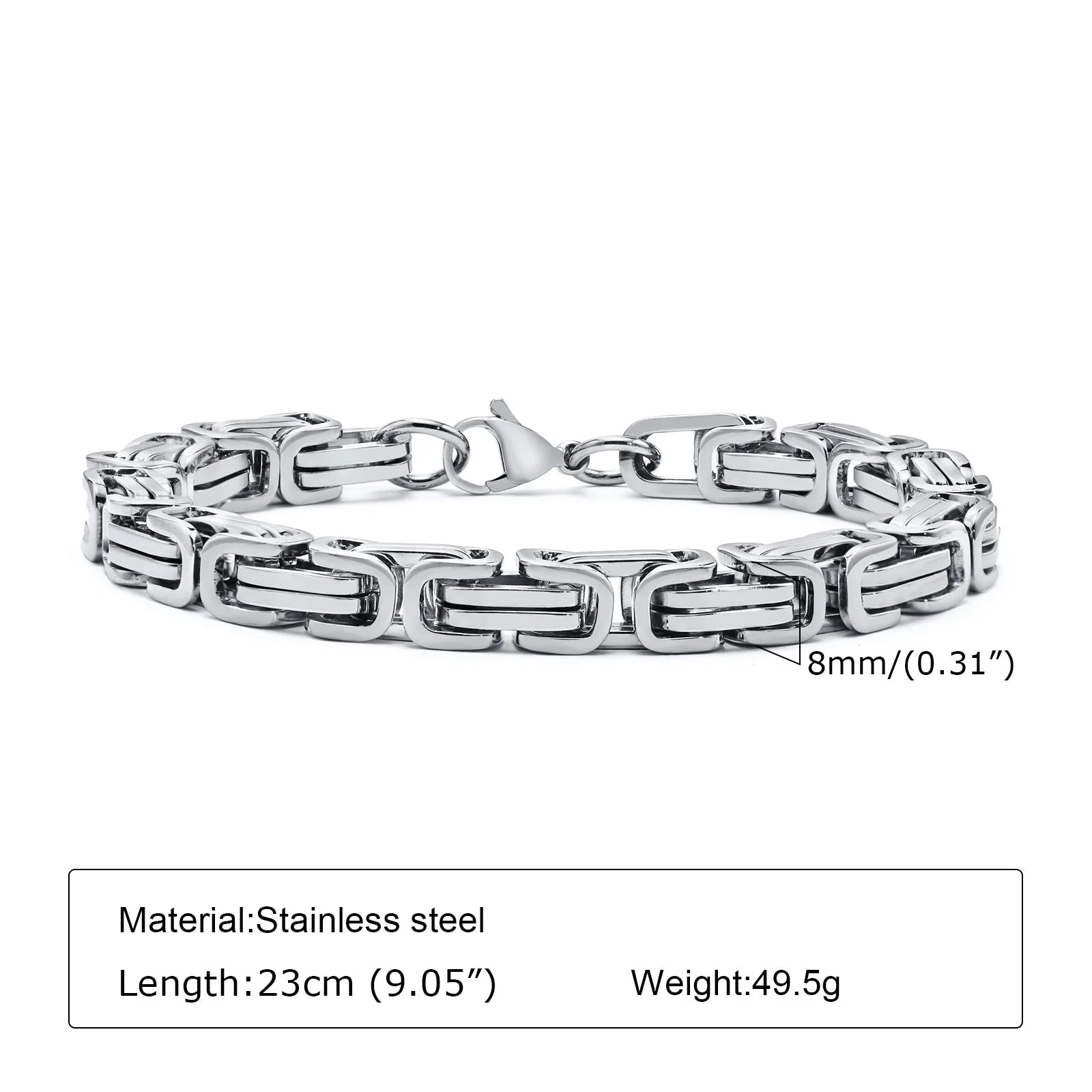 Vnox Stylish Byzantine Chain Bracelet for Men Women Boys, Waterproof Stainless Steel Link Wristband, 4/5/6/6.5/8mm Wide - Madeinsea©