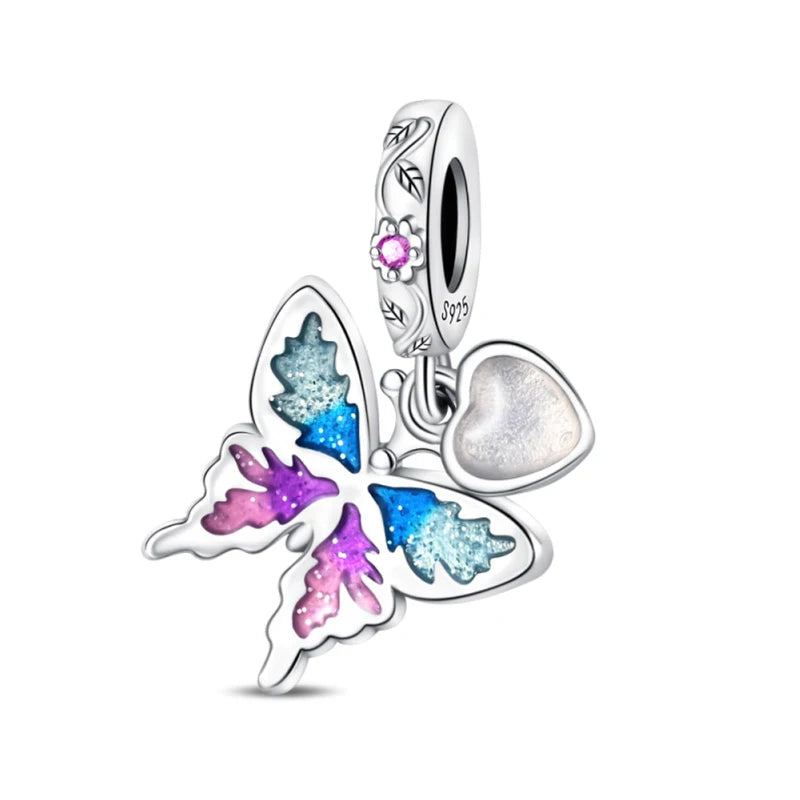 New 925 Silver Donut Protection Lotus Heart Shaped Charms Flat Beads Fit 3mm 925 Original Bracelet DIY Jewelry Birthday Gift